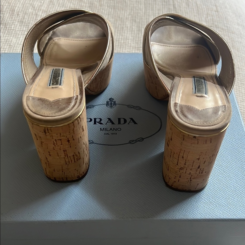 Prada Tan Suede Crisscross Slide Mules - Picture 3 of 7